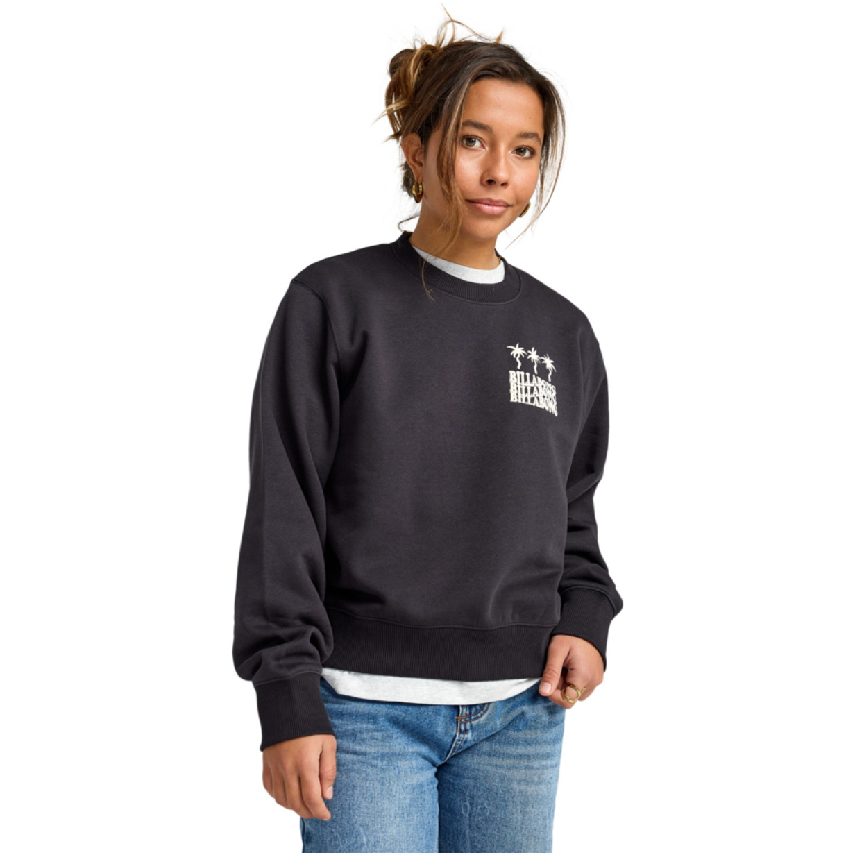 2025 Billabong Womens Familiy Tree Crew Fleece EBJSF00191 - Black Pebble